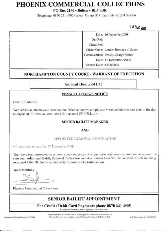 FightBack Forums > Bailiff warrant