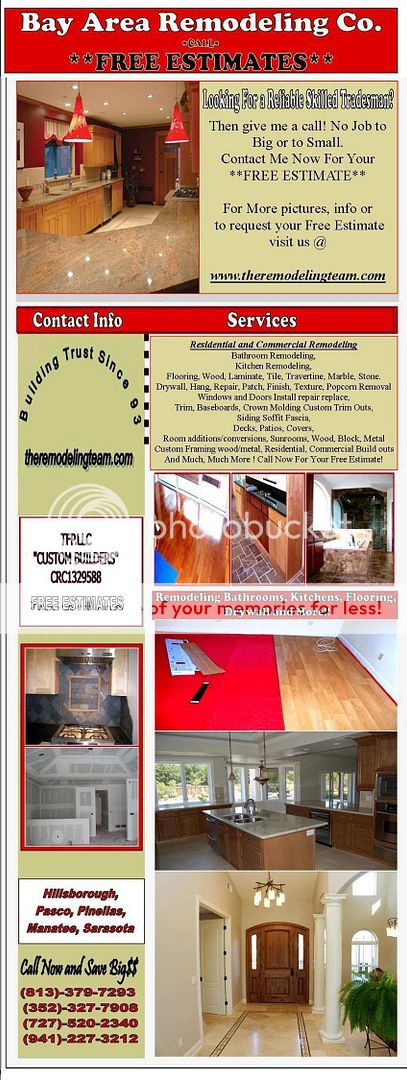 FREE ESTIMATES, TAMPA, ST PETERSBURG, BRADENTON, CLEARWATER, PALM HARBOR, BRANDON, VALRICO, RIVERVIEW, FLORIDA, CONTRACTORS, GENERAL CONTRACTOR